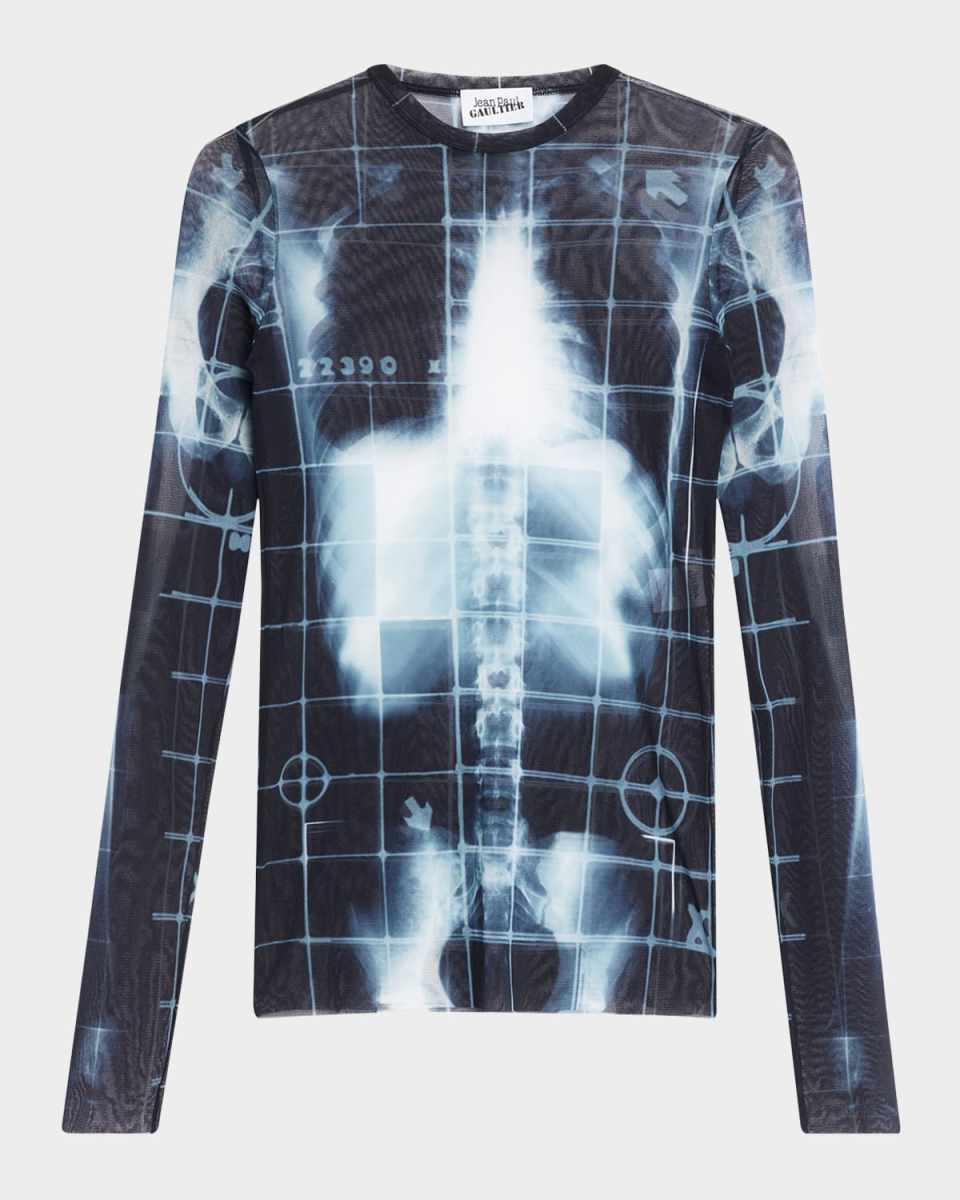 Skeletor X-Ray Printed Mesh Long-Sleeve Top